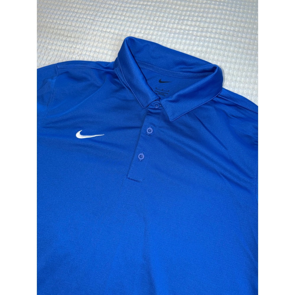 Nike Polo Shirt Mens Size M Blue Short Sleeve‎ Swoosh Performance Golf Top